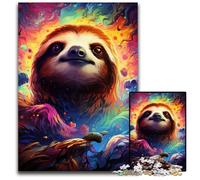 The Colorful Psychedelia of Starry Otter Jigsaw Puzzles for Adults 1000 Piece Wooden Jigsaw Puzzles for Adults for Birthdays Holidays Best for Christmas 1000 PCS(75x50cm)