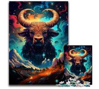 The Colorful Psychedelia of Starry Yak Jigsaw Puzzles for Adults 1000 Piece Wooden Jigsaw Puzzles Brain Teaser Game for Teenagers Perfect 1000 PCS(75x50cm)
