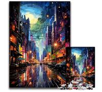 The Colorful Psychedelia of The City after The Rain 1000 Piece Jigsaw Paper Jigsaw Puzzles for Adults Family Fun Activity Brain Challenge for Teenager 1000 PCS(38x26cm)