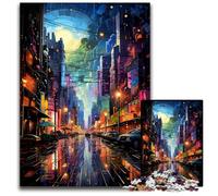 The Colorful Psychedelia of The City after The Rain 1000 Piece Jigsaw Puzzles for Adults Puzzles for Adults Perfect for Christmas Halloween Easter New Year 1000 PCS(75x50cm)