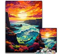 The Colorful Psychedelia of The Cliffs of Moher 1000 Piece Jigsaw Puzzle Wooden Puzzles for Teenagers & Family Fun - DIY Brain Teaser Game Gift 1000 PCS(75x50cm)