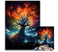 The Colorful Psychedelia of The Cosmic Tree Puzzles for 1000 Piece Wooden Jigsaw Puzzles for Adults Perfect Home Or Office Decor Ideal 1000 PCS(75x50cm)