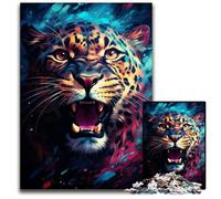 The Colorful Psychedelia of The Cute Little Cosmic Leopard Jigsaw Puzzles for Adults 1000 Piece Paper Jigsaw Puzzles Brain Teaser Game for Teenagers Perfect 1000 PCS(38x26cm)