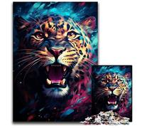 The Colorful Psychedelia of The Cute Little Cosmic Leopard Puzzles for 1000 Piece Challenging Puzzles Brain Teaser Adult Game Family Interactive Activity 1000 PCS(75x50cm)