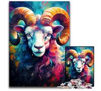 The Colorful Psychedelia of The Goat God 1000 Piece Jigsaw Wooden Jigsaw Puzzles for Adults Home Activity for Holidays Birthdays And Family Game Nights 1000 PCS(75x50cm)