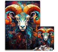 The Colorful Psychedelia of The Goat God Jigsaw Puzzles for Adults 1000 Piece Puzzles for Adults Challenging DIY Brain Teaser Perfect Family Game Or Decorative Gift 1000 PCS(38x26cm)