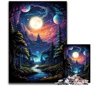 The Colorful Psychedelia of The Mysterious Moon 1000 Piece Jigsaw Puzzles for Adults Wooden Jigsaw Puzzles Perfect for Christmas Halloween Easter New Year 1000 PCS(75x50cm)
