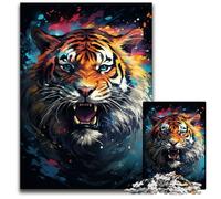 The Colorful Psychedelia of The Mysterious Tiger Jigsaw Puzzles for Adults 1000 Piece Puzzles for Adults DIY Home Decor Gift Adult Brain Teaser 1000 PCS(75x50cm)