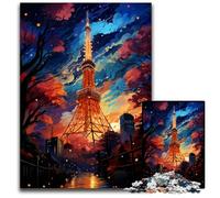 The Colorful Psychedelia of Tokyo Tower 1000 Piece Jigsaw Puzzles for Adults Impossible Jigsaw Puzzles for Adults Ideal DIY Decor & Brain Teaser Gift 1000 PCS(75x50cm)
