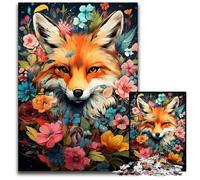 The Colorful Psychedelicism of Flower Fox 1000 Piece Jigsaw Puzzles for Adults Jigsaw Puzzles for Adults Brain-Challenging DIY Decorative Game Family Interactive Toy 1000 PCS(38x26cm)