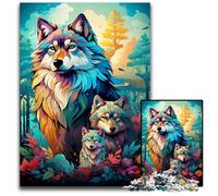 The Colorful Psychedelics of The Soul Wolf Family Adult Jigsaw Puzzles 1000 Pieces Impossible Jigsaw Puzzles for Adults Challenging DIY Brain Teaser for Teenagers 1000 PCS(75x50cm)