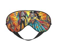 The Colorful Skull Features Flowers and A Skull Print Sleep Mask with Adjustable Strap, Comfortable Eye Cover for Travel, Yoga, Napping, Sleeping & Relaxation