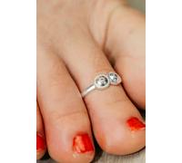 The Colourful Aura 1 Pcs 925 Silver Adjustable Bohemian Two Ball Plain Round Toe Ring Silver One Size