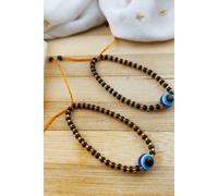 The Colourful Aura 1 Pcs Adjustable Evil Eye Gold Black Beads Nazaria Bracelet For Kids And New Borns Black One Size