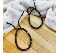 The Colourful Aura 1 Pcs Adjustable Evil Eye Slim Black Beads Nazaria Bracelet For Kids And New Borns Black One Size