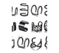The Colourful Aura 12 Piece Wire No Piercing Cartilage Helix Ear Cuff In Black Black