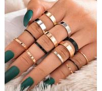The Colourful Aura 14 Piece Multicolour Bohemian Vintage Tribal Midi Stackable Rings Multi One Size