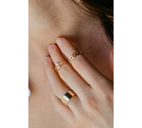 The Colourful Aura 3 Piece Adjustable Wide Band Silver Cuff Resizable Boho Ring Set In Gold Gold One Size