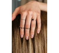 The Colourful Aura 4 Piece Silver Black Stone Stacking Dainty Open Knuckle Ring Set Silver One Size