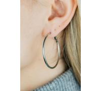 The Colourful Aura Women's 40MM Gold Large Minimal Pipe Hoop Earrings in Silver The Colourful Aura Silver One Size