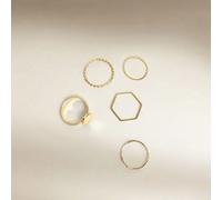 The Colourful Aura 5 Piece Slim Gold Bohemian Vintage Stackable Tribal Beach Ring Set The Colourful Aura Gold One Size