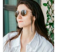 55 cm Black Bead Sunglass Summer Reading Eyeglass Lanyard Detachable Chain The Colourful Aura Silver One Size