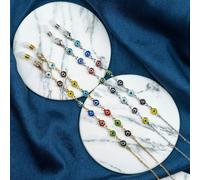 55 cm Multicolour Evil Eye Protection Sun Glass Reading Eyeglass Chain Lanyard The Colourful Aura Silver One Size
