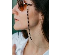 The Colourful Aura 62 CM Black Bead Sunglass Summer Reading Eyeglass Lanyard Detachable Chain in Gold The Colourful Aura Gold One Size