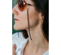 The Colourful Aura 62 CM Black Bead Sunglass Summer Reading Eyeglass Lanyard Detachable Chain in Gold
