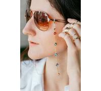 The Colourful Aura 62 Cm Colourful Evil Eye Glass Chain And Reading Glass Detachable Chain Holder In Gold Gold One Size