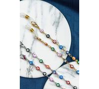 The Colourful Aura 62 Cm Colourful Turkish Evil Eye Protection Summer Reading Eyeglass Chain Lanyard In Silver Silver One Size
