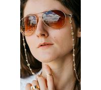 62 CM White Sun Flower Daisy Sunglass Reading Eyeglass Lanyard Pearl Chain Holder The Colourful Aura Gold One Size