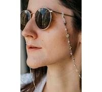 The Colourful Aura 62 CM White Sun Flower Daisy Sunglass Reading Eyeglass Lanyard Pearl Chain Holder in Silver