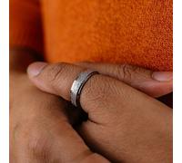 The Colourful Aura 6mm Black Rotatable Spinner Stainless Steel Promise Band Ring in Silver | Size: 7 The Colourful Aura Silver 7