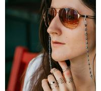 The Colourful Aura 70 cm Blue Evil Eye Protection Summer Turkish Reading Eyeglass Chain Lanyard in Silver