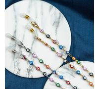 The Colourful Aura 70 cm Colourful Turkish Evil Eye Protection Summer Reading Eyeglass Chain Lanyard in Gold