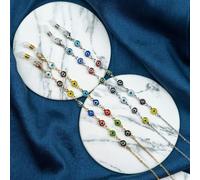70 cm Multicolour Evil Eye Protection Sun Glass Reading Eyeglass Chain Lanyard The Colourful Aura Silver One Size