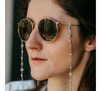The Colourful Aura 70 cm White Sun Flower Daisy Sunglass Reading Eyeglass Lanyard Pearl Chain Holder in Silver The Colourful Aura Silver One Size