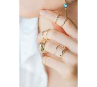 The Colourful Aura Women's 8 Piece Stackable Multisize Thick Silver Band Boho Ring Set in Gold The Colourful Aura Gold One Size