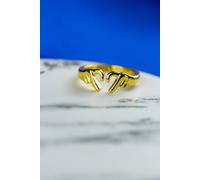 The Colourful Aura 925 Silver Gold Hand Heart Couple Love Adjustable Stackable Ring Gold One Size