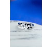 The Colourful Aura 925 Silver Gold Hand Heart Couple Love Adjustable Stackable Ring Silver One Size