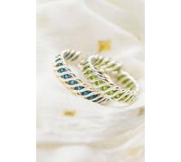 The Colourful Aura Women's 925 Silver Green & Blue Link Chain Stacking Band Adjustable Ring The Colourful Aura Blue One Size