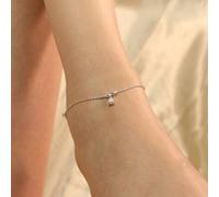 The Colourful Aura 925 Silver Heart Dangle Boho Thin Payal Anklet Silver