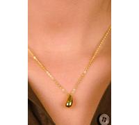 The Colourful Aura 925 Silver Small Teardrop Waterdrop Simple Slim Elegant Droplet Pendant Necklace In Gold Gold One Size