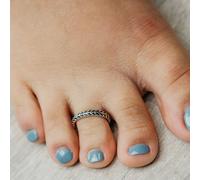 The Colourful Aura 925 Sterling Silver Slim Leaf Boho Adjustable Cuff Toe Ring Silver