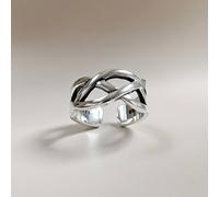 The Colourful Aura 925 Twisted Silver Boho Chunky Cross Braid Stackable Cuff Ring The Colourful Aura Silver One Size