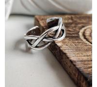 The Colourful Aura 925 Twisted Silver Boho Chunky Cross Braid Stackable Cuff Ring The Colourful Aura Silver One Size