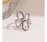 The Colourful Aura Women's Abstract Blossom Adjustable Statement Ring in Silver The Colourful Aura Silver One Size