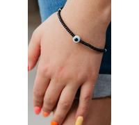 The Colourful Aura Adjustable Evil Eye White Black Beads Nazaria Bracelet For Kids And New Borns Black One Size