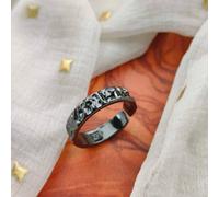The Colourful Aura Adjustable Hammered Sterling Silver Bohemian Toe Ring In Black Black